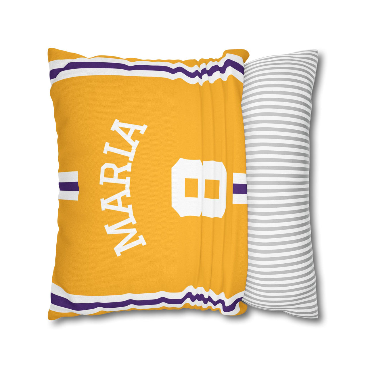 Los Angeles Yellow Custom Square Pillowcase, Basketball Themed Throw Pillow Covers, Sizes 16x16 | 18x18 | 20x20, Custom Name & Number