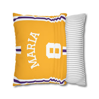 Thumbnail for Los Angeles Yellow Custom Square Pillowcase, Basketball Themed Throw Pillow Covers, Sizes 16x16 | 18x18 | 20x20, Custom Name & Number