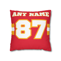 Thumbnail for Kansas City Custom Square Pillowcase, Football Themed Throw Pillow Covers, Sizes 16x16 | 18x18 | 20x20, Customize Name & Number