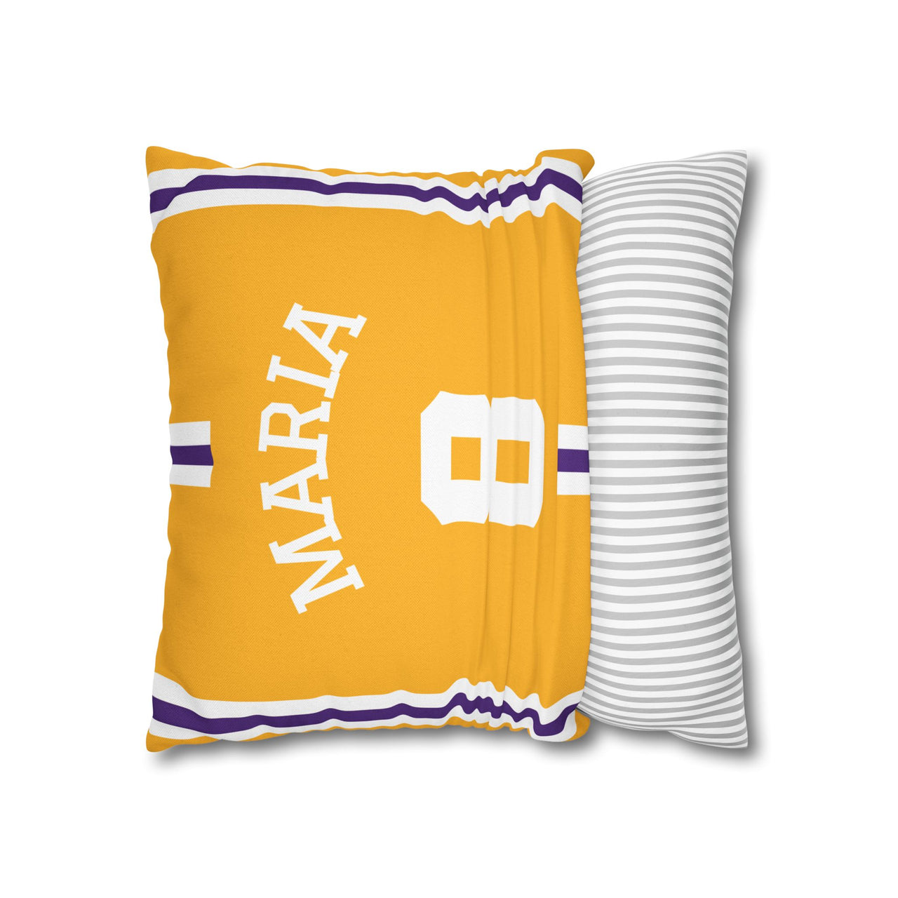 Los Angeles Yellow Custom Square Pillowcase, Basketball Themed Throw Pillow Covers, Sizes 16x16 | 18x18 | 20x20, Custom Name & Number