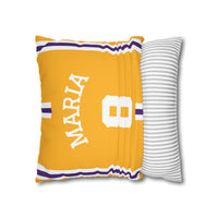 Thumbnail for Los Angeles Yellow Custom Square Pillowcase, Basketball Themed Throw Pillow Covers, Sizes 16x16 | 18x18 | 20x20, Custom Name & Number