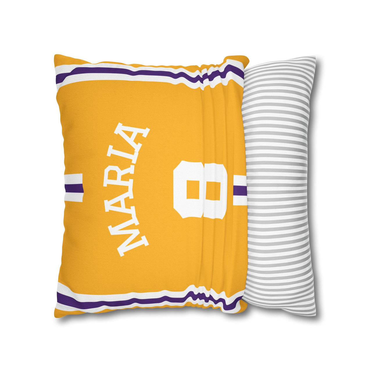 Los Angeles Yellow Custom Square Pillowcase, Basketball Themed Throw Pillow Covers, Sizes 16x16 | 18x18 | 20x20, Custom Name & Number