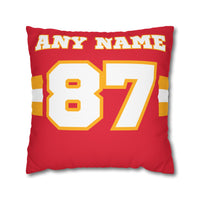 Thumbnail for Kansas City Custom Square Pillowcase, Football Themed Throw Pillow Covers, Sizes 16x16 | 18x18 | 20x20, Customize Name & Number