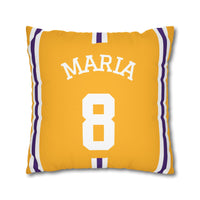 Thumbnail for Los Angeles Yellow Custom Square Pillowcase, Basketball Themed Throw Pillow Covers, Sizes 16x16 | 18x18 | 20x20, Custom Name & Number