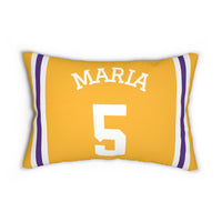 Thumbnail for Los Angeles Custom Lumbar Pillow, Basketball Themed Throw Pillows, Size 14x20, Custom Name & Number